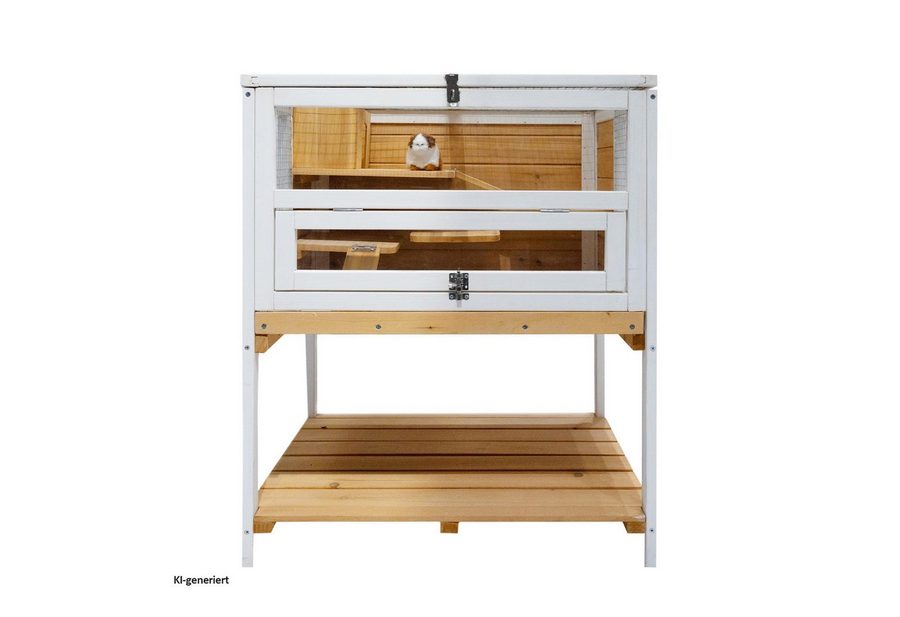 HTI-Living Kleintierkäfig Hamsterkäfig Gino Deluxe, Kleintierkäfig Holz mit Ablage