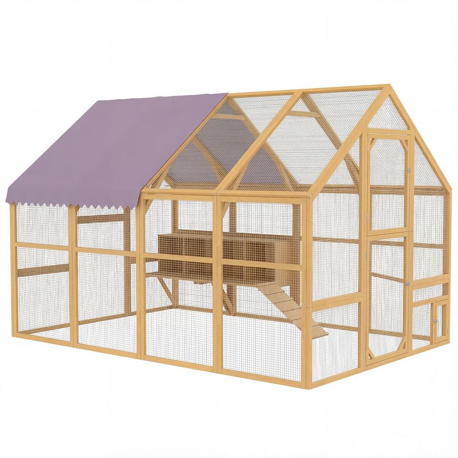 PawHut Hühnerstall 5,2 m² ca. 2,8 x 1,8 x 1,9 m Freilaufgehege Holz mit Freilauf Tür von PawHut