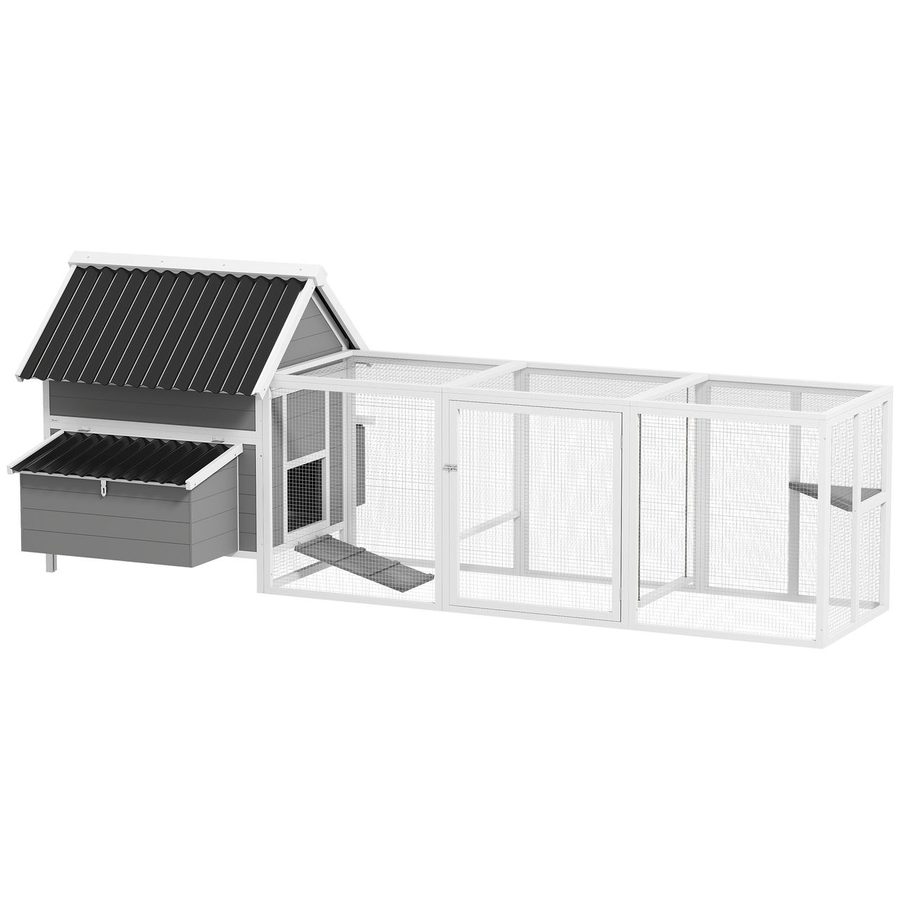 PawHut Hühnerstall 283 x 133,5 x 112 cm Hühnerhaus für 7-10 Hühner mit Freilaufgehege von PawHut