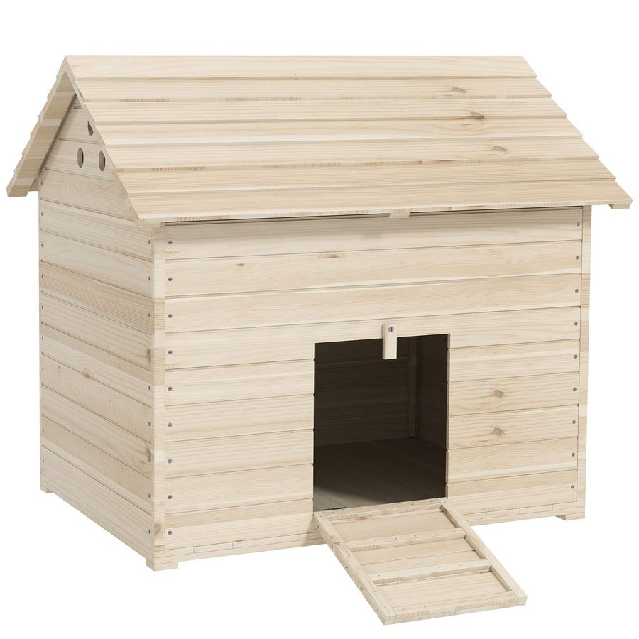 PawHut Entenhaus mit aufklappbarem Kippdach, Geflügelhaus mit erhöhten Boden und Rampe von PawHut