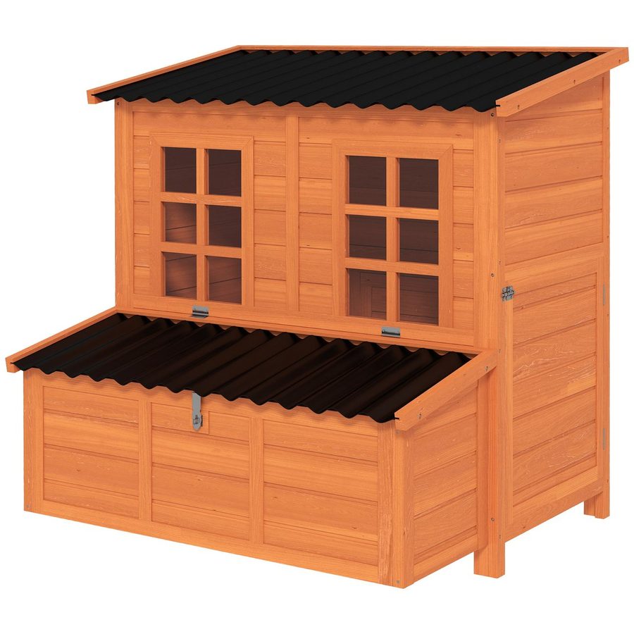 PawHut Hühnerstall aus Tannenholz, Hühnerhaus mit Nestkasten für 4-6 Hühner Orange von PawHut