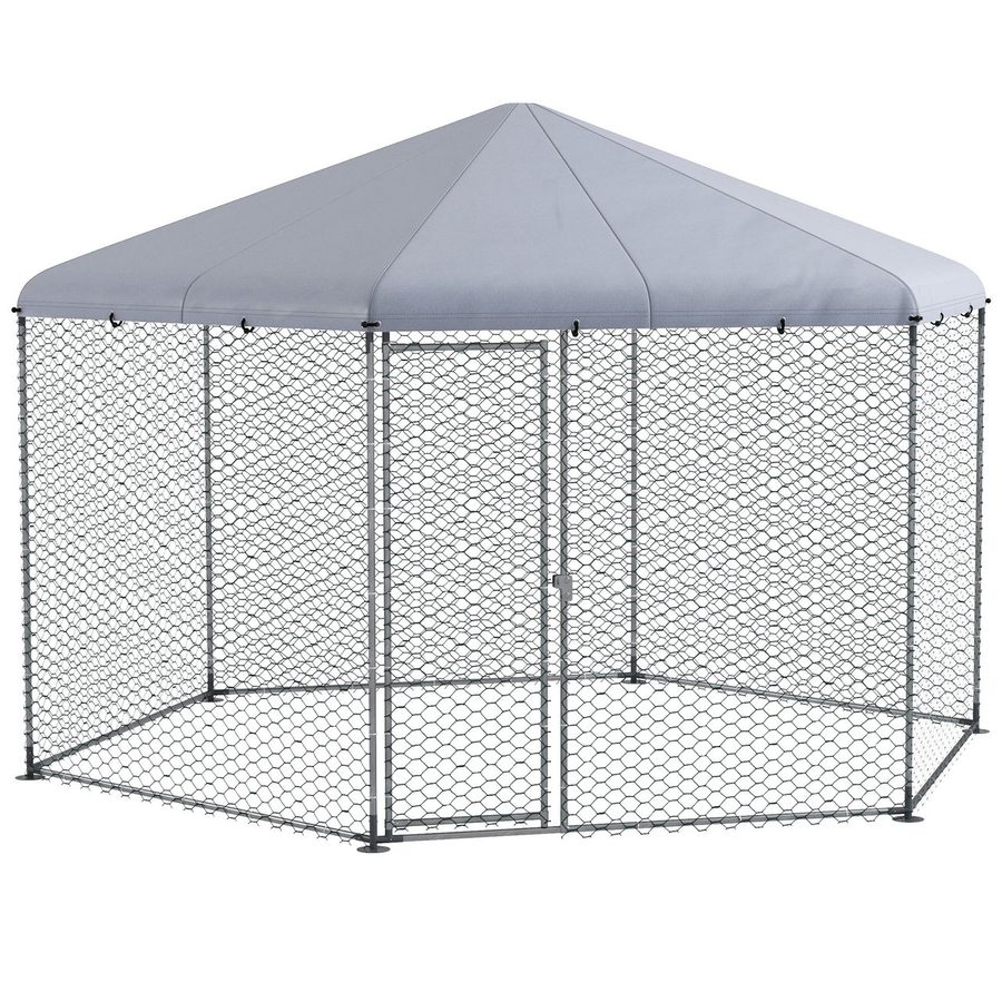 PawHut PawHut Hühnerstall 400 x 346 x 263 cm Freilaufgehege aus Stahl, mit Abdeckung von PawHut
