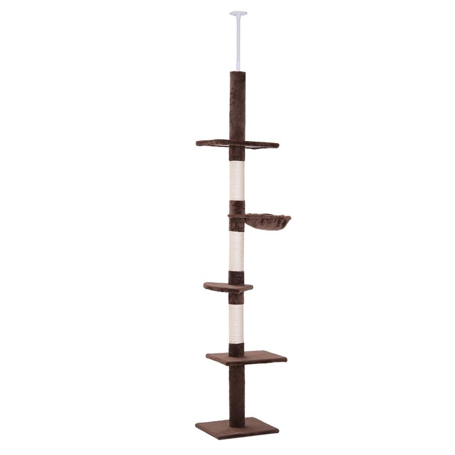 PawHut Kratzbaum mit Sisalsäulen Deckenhoch höhenverstellbar, Braun, 40 x 34 x 230-260 cm von PawHut