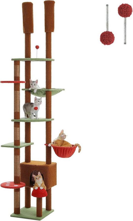 Purpurra Kratzbaum Höhenverstellbar mit Blättern/Champignon, Hängematte, 135/ 230 cm von Purpurra