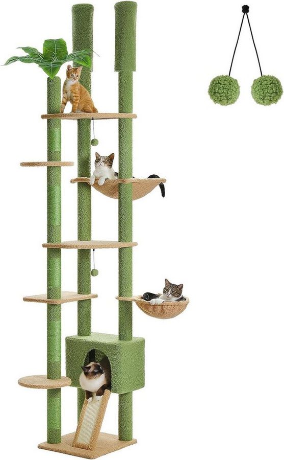Purpurra Kratzbaum Höhenverstellbar mit Blättern/Champignon, Hängematte, 135/ 230 cm von Purpurra