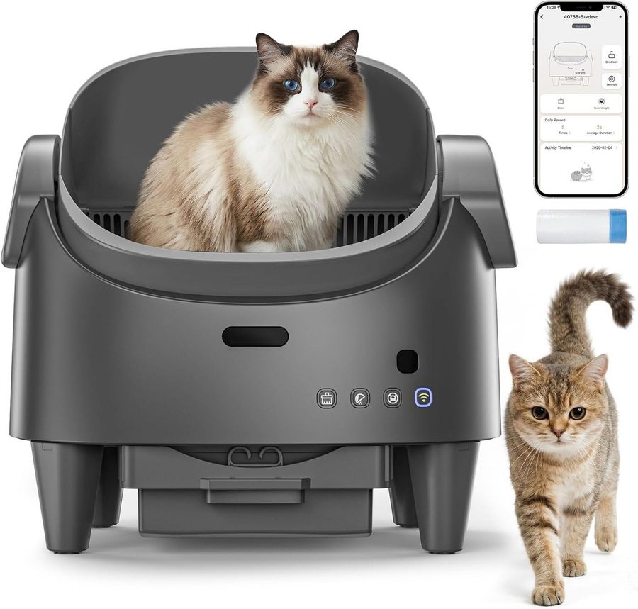 GarveeMore Katzentoilette Offens Selbstreinigende,Automatische Katzenklo Mit Geruchskontrolle, App,Sicherheitssensoren,Anti-Klemm,15Tage Reinigung,Geruchskontrolle von GarveeMore