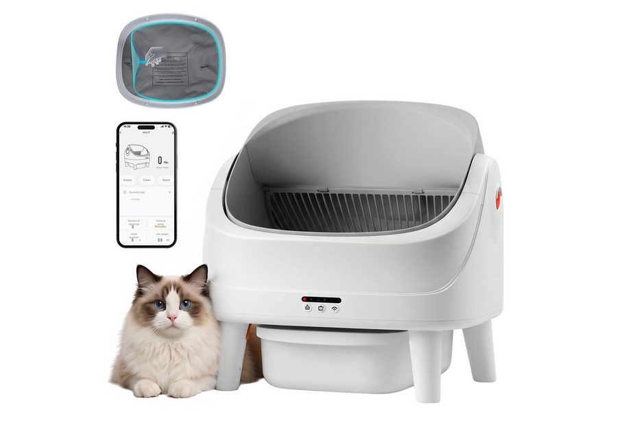 Lapamax Katzentoilette Selbstreinigend mit App-Steuerung, 70L Großvolumen, Sicherheitssensor, Für Katzen von 1,5–20 kg, mit 8 Schutzfunktionen, Sicherheitssensor von Lapamax