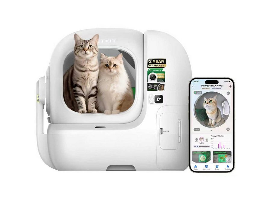 PETKIT Katzentoilette PUROBOT Max Pro 2, Präzise Mehrkatzen-Erkennung, 43% Größerer Eingang von PETKIT