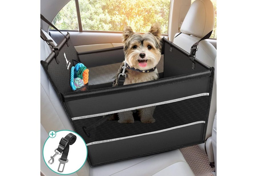 POPOLIC Hunde-Autositz Hochwertiger Hundesitz Auto für kleine und Mittlere Hunde, Hunde Autositz mit Sicherheitsgurt, faltbar für den Rücksitz im Autos, Waschmaschinenfest, 100% Wasserdicht und Reißfest, 50x50x47cm von POPOLIC