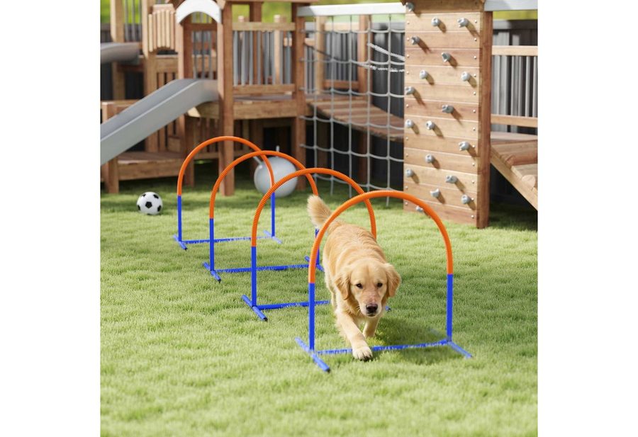 PawHut Hunde-Agility-Trainingsgeräte, Hund Agility Set, 4-teilges Steckhürdenset von PawHut