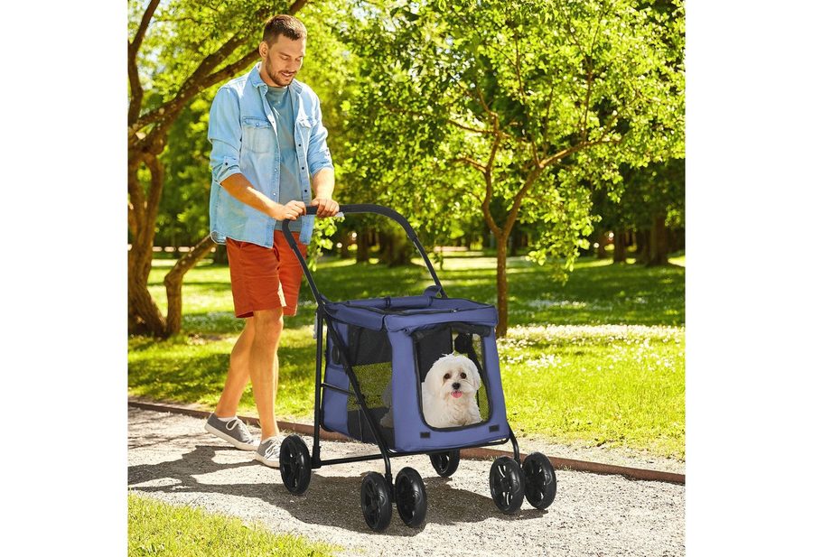 PawHut PawHut Hundewagen, Hundetrolley mit Kissen, faltbarer Hundebuggy, Katzenbuggy von PawHut