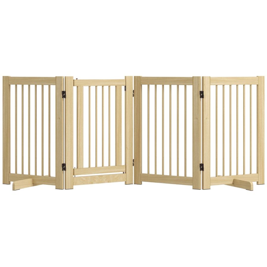 PawHut PawHut Absperrgitter Hund 4-teilig, 204 x 75 cm Faltbar Türschutzgitter mit Tür von PawHut