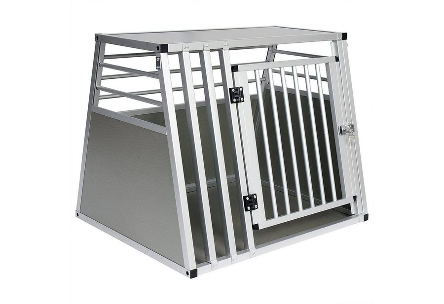 EUGAD Tiertransportbox, Hundetransportbox Alu Reisebox Autobox XL Silber von EUGAD