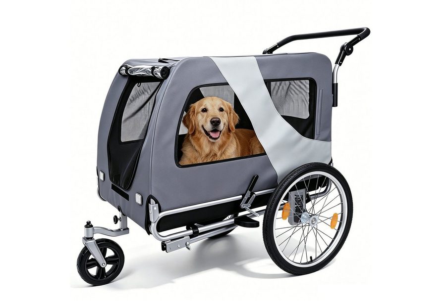 nobleza Hunde-Autositz Hundebuggy Hundeanhänger Jogger für Fahrrad–353L Volumen,92x60x64 cm von nobleza