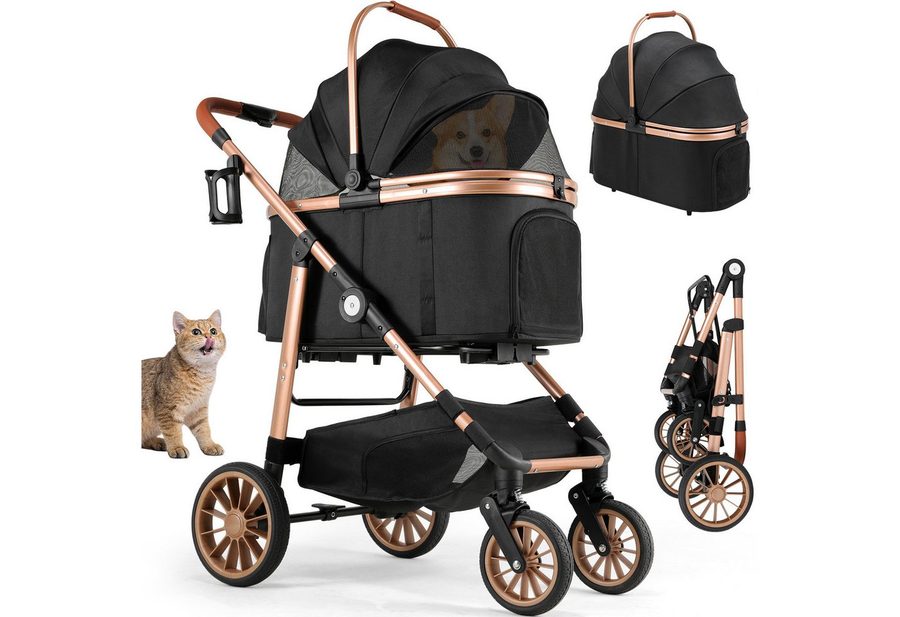TLGREEN Hundebuggy 4-in-1 Großer Hundewagen, (Faltbar, 360° Gummiräder mit Schwingungsdämpfung), Katzenwagen von TLGREEN