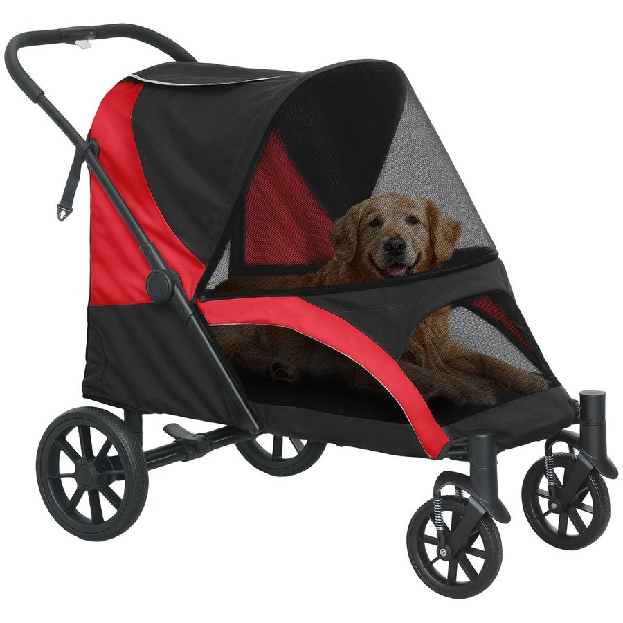 PawHut Hundewagen Hundebuggy klappbar für große Hunde & Katzen bis 30 kg Katzenbuggy von PawHut