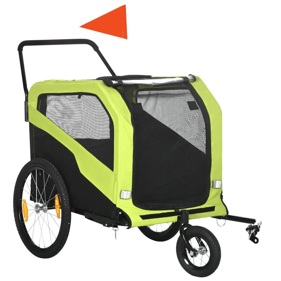 PawHut 2-in-1 Hundeanhänger, Fahrradanhänger für Hunde, Hundewagen mit Reflektoren von PawHut