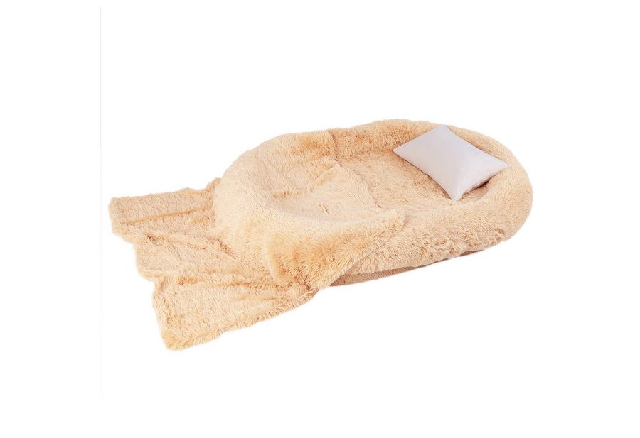 COSTWAY Tierbett, Hundebett mit Kissen & Decke, orthopädisch, aus Plüsch von COSTWAY