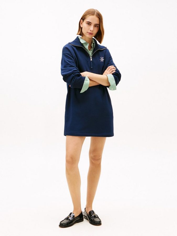 Tommy Hilfiger Minikleid TH SCRIPT 1/2 ZIP TERRY DRESS