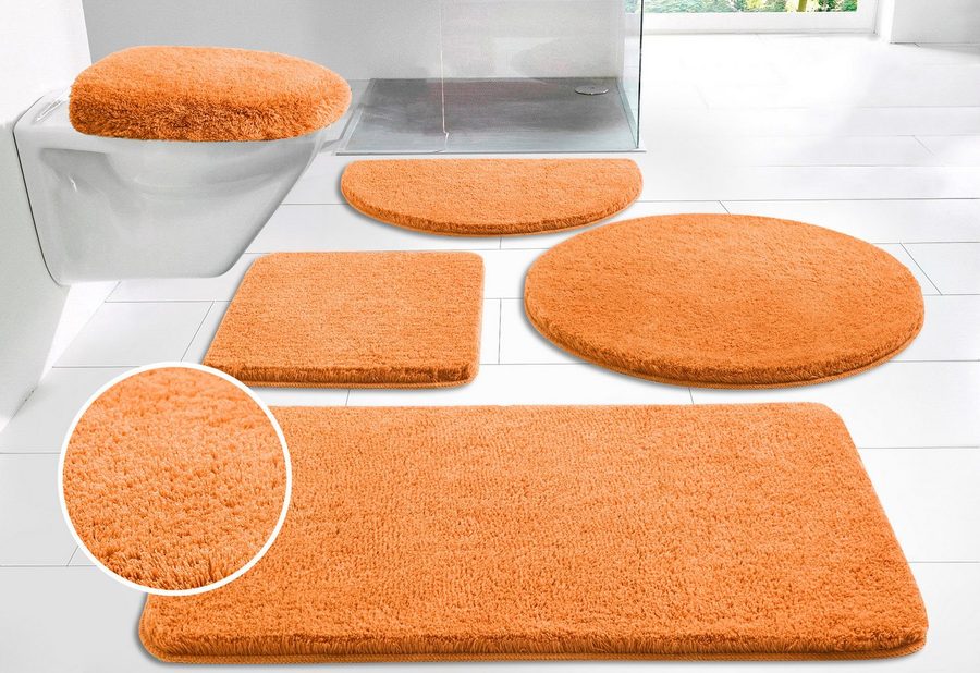 OTTO home Badematte Merida, Badvorleger, Badezimmer Teppich, Höhe 32 mm, rutschhemmend beschichtet, schnell trocknend, strapazierfähig, fußbodenheizungsgeeignet, Kunstfaser, rechteckig, Badteppich, Uni Farben, rechteckig, rund & als 2-tlg. Set erhältlich von OTTO home