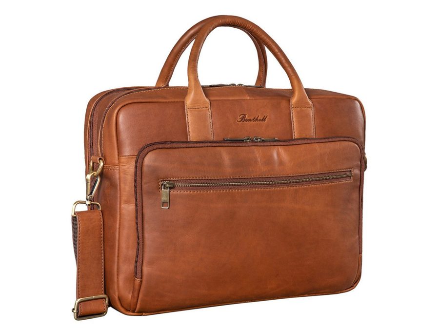 Benthill Aktentasche Echt Leder Laptoptasche Notebooktasche Umhängetasche Laptoptasche, Schultergurt / Umhängegurt Reißverschlussfach