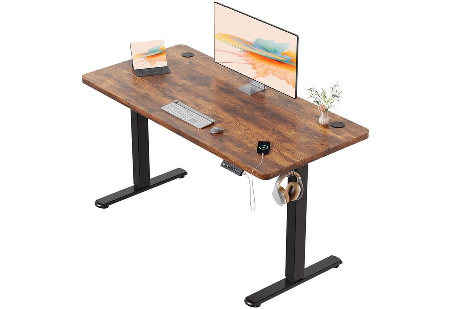 HOMALL Schreibtisch Schreibtisch Höhenverstellbarer mit Gedächtnis und Sitzerinnerung (2-lagige Hohenverstellung mit sitzender Erinnerungsfunktion und USB-Ladeanschluss) von HOMALL