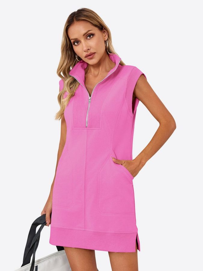 Imily Bela Sweatkleid Damen Sportkleid mit Half-Zip (Packung, 1-tlg., 1per-Pack) Eingrifftaschen