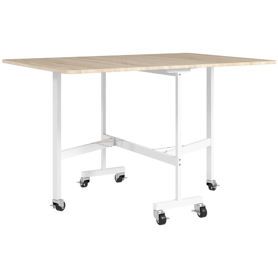 HOMCOM Esstisch Klappbar Küchentisch für 4-6 Personen mit Rollen, Stahlbeine Mobiler Klapptisch Esszimmertisch für Kleine Räume, Esszimmer, Küche 120 x 80 x 73 cm, Eiche   Aosom von HOMCOM
