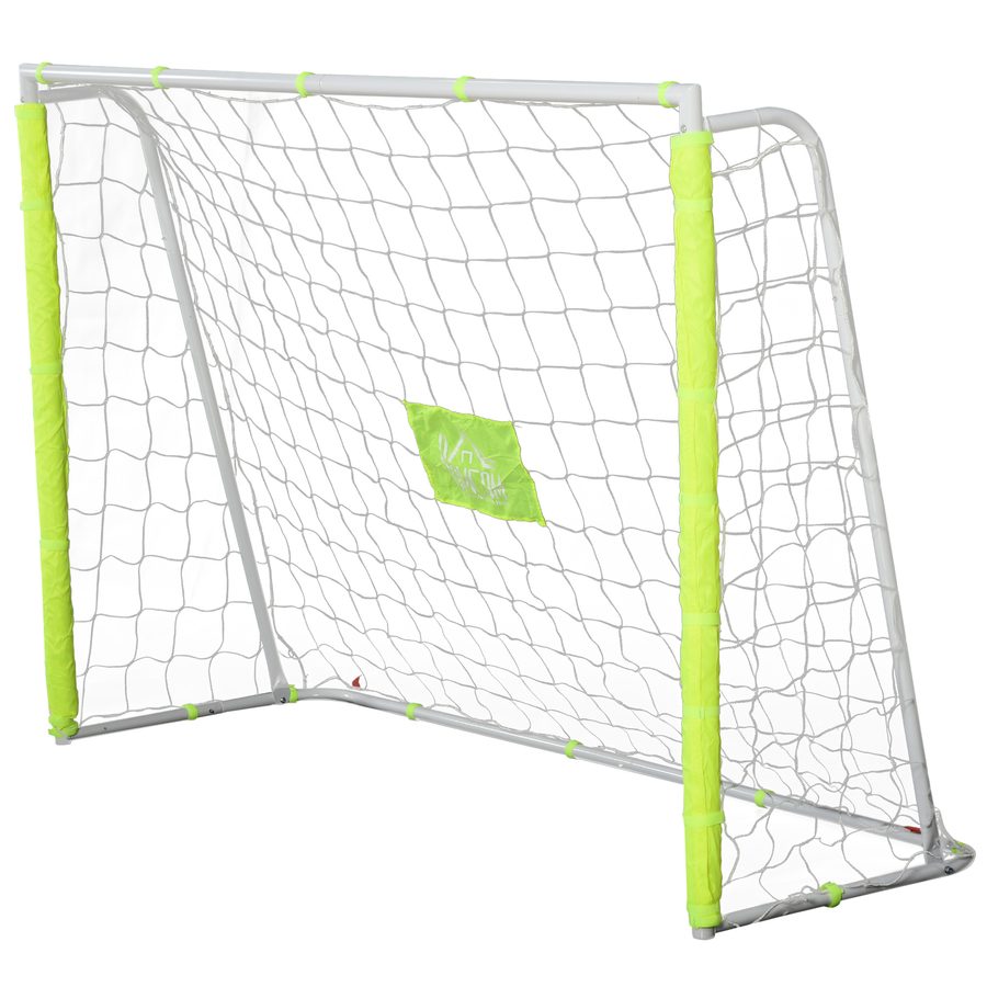 HOMCOM Fußballtor, Fußballtor mit Metallrahmen und Netz, für Training im Garten, im Freien, 186x62x123 cm, Weiß und Gelb   Aosom von HOMCOM
