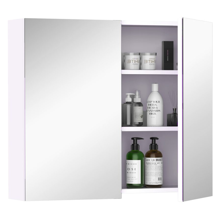 HOMCOM Badezimmerschrank mit Spiegel, 70 x 60 cm, Badezimmerschrank, Spiegelschrank mit verstellbarem Regal, weiß   Aosom von HOMCOM