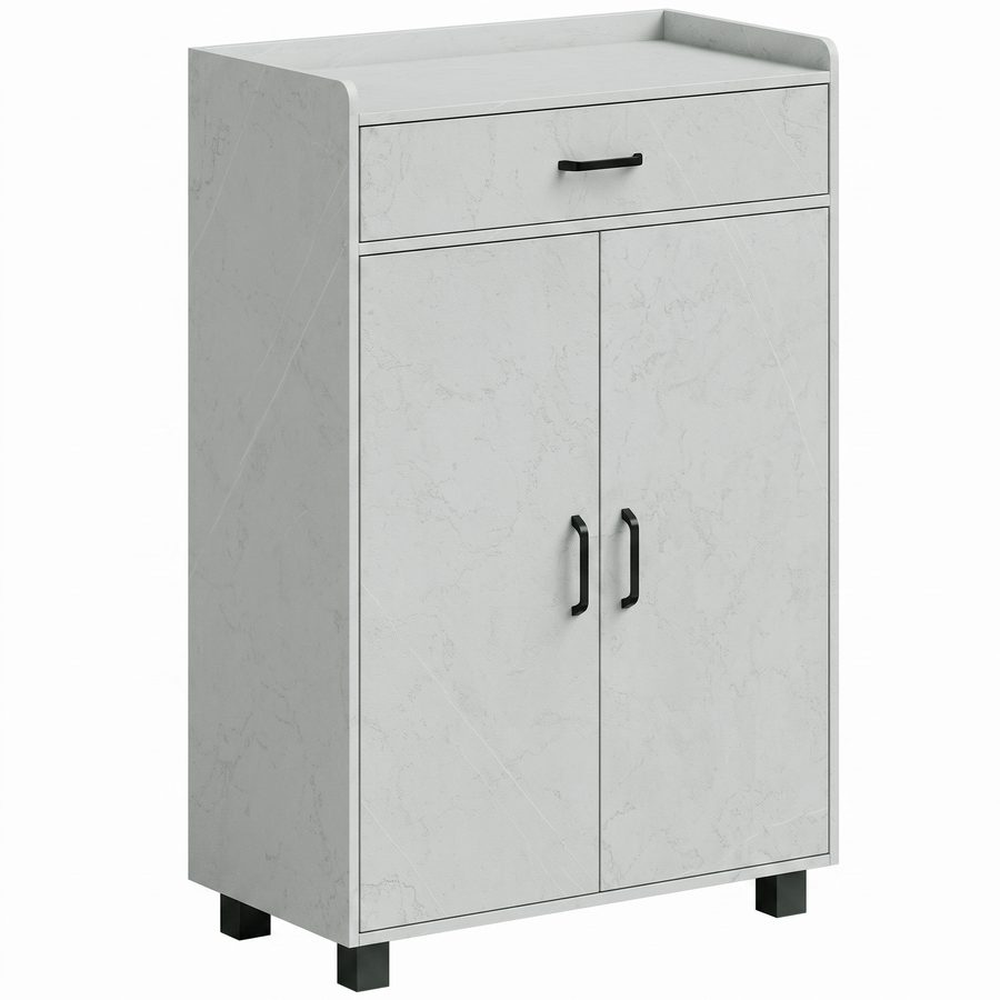 HOMCOM Schuhschrank, Schuhkommode mit 2 Türen, Schublade, 5 Fächer und höhenverstellbare Regalböden, Aufbewahrungsschrank für Flur, Eingang, Ankleide, 62,5 x 35 x 95 cm, Grau   Aosom von HOMCOM