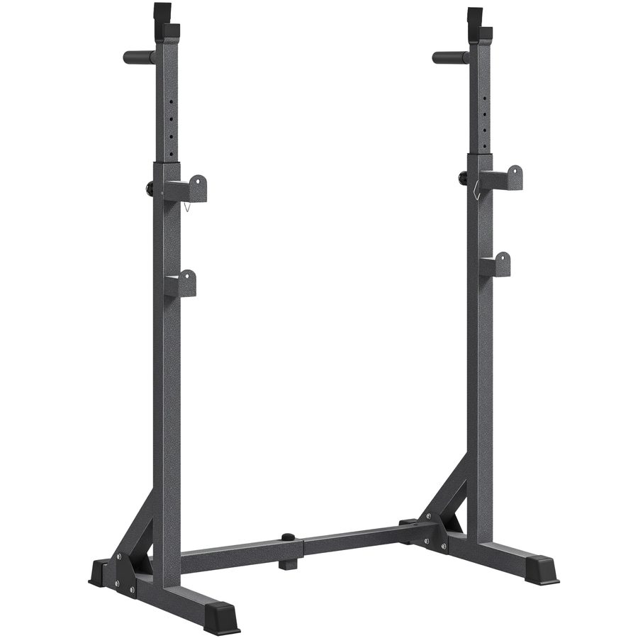 SPORTNOW Hantelständer, höhen- und breitenverstellbar, Hantelablage mit Sicherheitsverschlüssen, Stahl Langhantelablage bis 150 kg belastbar, Squat Rack Dip-Station für Krafttraining   Aosom