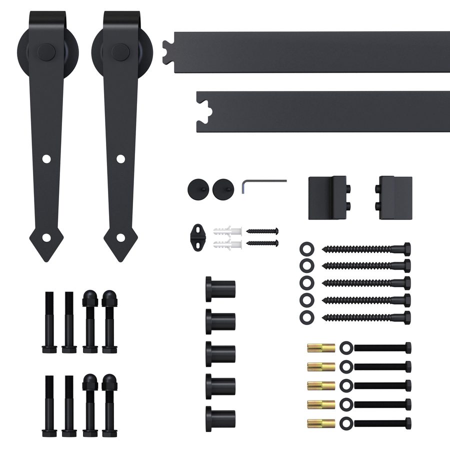 HOMCOM Schiebetüren-Beschlagsatz 200 cm Komplett-Set mit Schienen, Rollen, Anti-Sprung-Vorrichtungen, Türstopper, Schiebetürsystem aus Kohlenstoffstahl Schwarz   Aosom