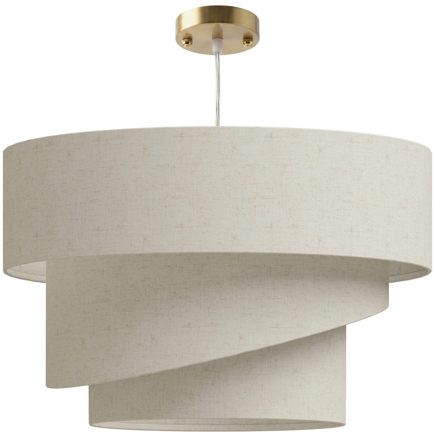 HOMCOM Hängeleuchte mit 3 Lampenschirmen in Leinenoptik, Pendelleuchte, Leuchtmittel nicht enthalten E14 40 W, höhenverstellbares Kabel 120 cm, goldfarbene Rosette, Leuchte für Wohnzimmer, Küche, Büro, Schlafzimmer   Aosom von HOMCOM