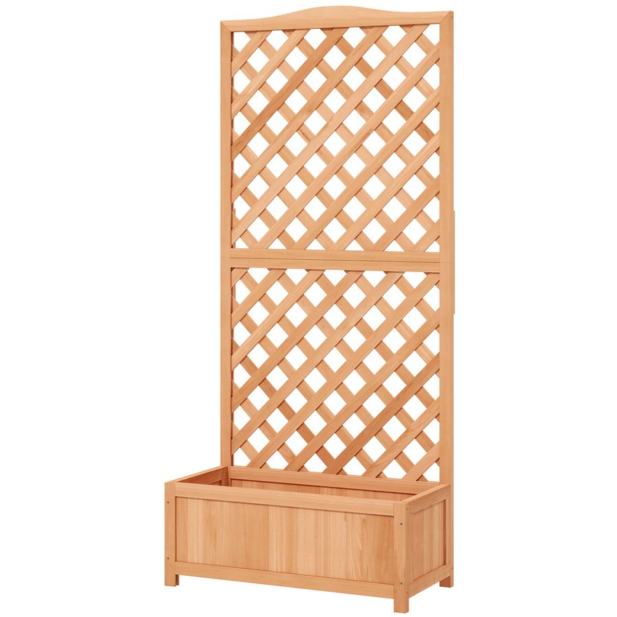 Outsunny Blumenkasten mit Rankgitter - Pflanzkasten - Maße 76L x 36B x 170H cm - Lattenboden - Vorgeöltes Fichtenholz   Aosom von Outsunny
