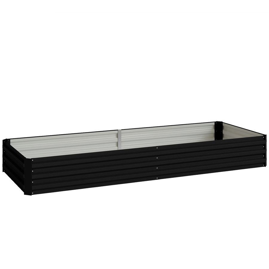 Outsunny Hochbeet für Außenbereich, 241L x 90,5l x 30H cm, gewelltes Stahlblech, schwarz   Aosom von Outsunny