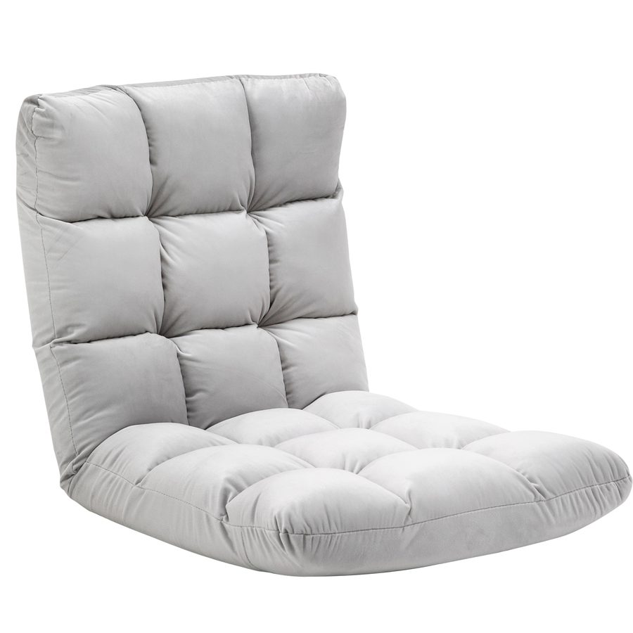 HOMCOM Bodenstuhl 3-in-1 klappbar mit verstellbarer Rückenlehne 13 Positionen Klappliege Grau Metall Schaumstoff 55x71x53,5cm für Wohnzimmer & Garten   Aosom.de von HOMCOM