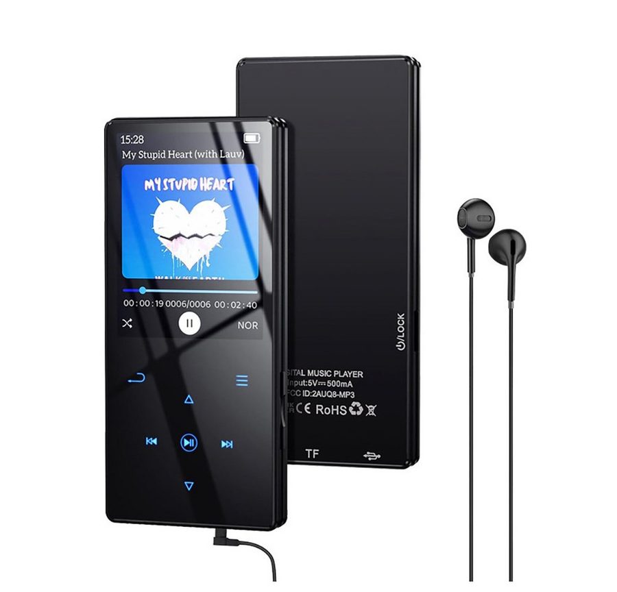 Lisabonde MP3-Player mit Bluetooth 5.3, 32GB interner Speicher, Hifi-Klang MP3-Player (32 GB, Bluetooth, Hifi Sound, 8-in-1 Multimedia, Lautsprecher, Metallgehäuse)