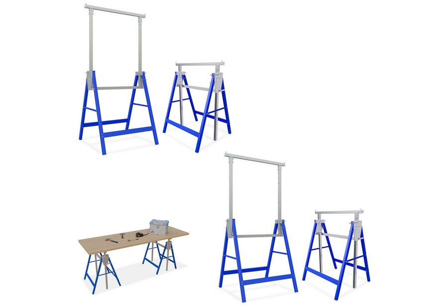 FIVMEN Gerüst Gerüstbock mit 7-fach höhenverstellbar 80-130 cm Arbeitsbock, (4 St), Zusammenklappbar Werkzeughalter Unterstellbock