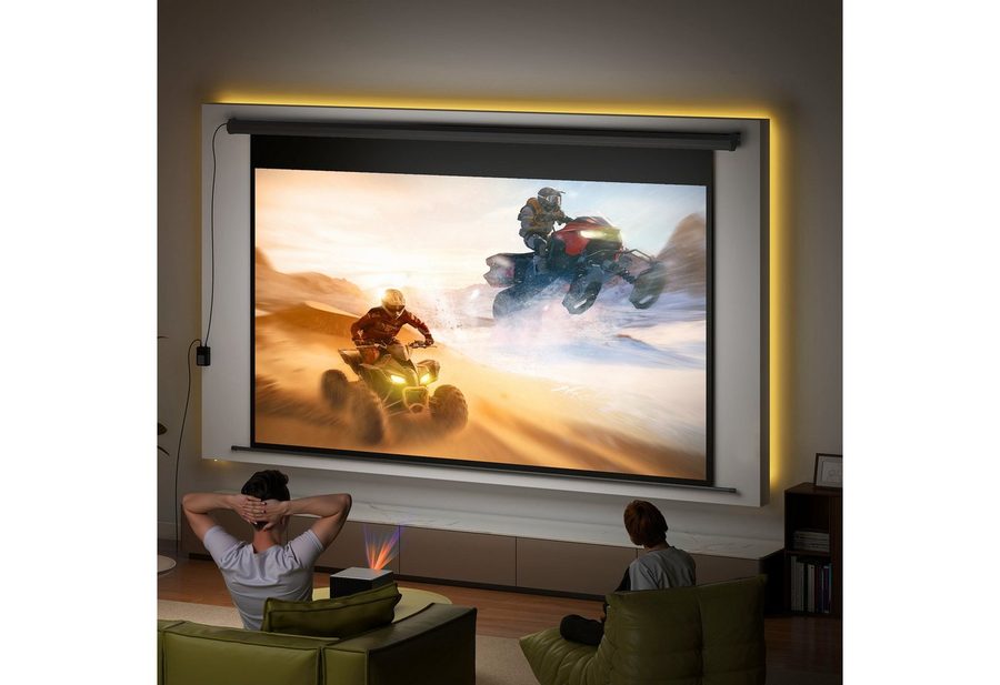 HOMCOM Beamer-Leinwand Elektrisch 266 x 149 cm 16:9 Projektionsleinwand Motorleinwand (für Heimkino, Präsentation, Metall, Schwarz)