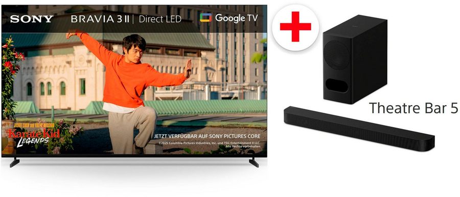 Sony K-85XR35M2 85 BRAVIA 3 II LED-Fernseher (215 cm/85 Zoll, 4K Ultra HD, Smart-TV, Google TV, Set aus: BRAVIA 3 II + Theatre Bar 5 Soundbar)