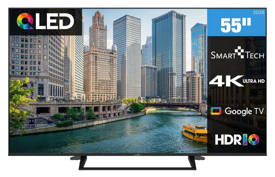 Smart Tech 55QG06K QLED-Fernseher (139 cm/55 Zoll, 4K Ultra HD, Google TV, Google Smart TV, HDR, Bluetooth, Triple-Tuner)