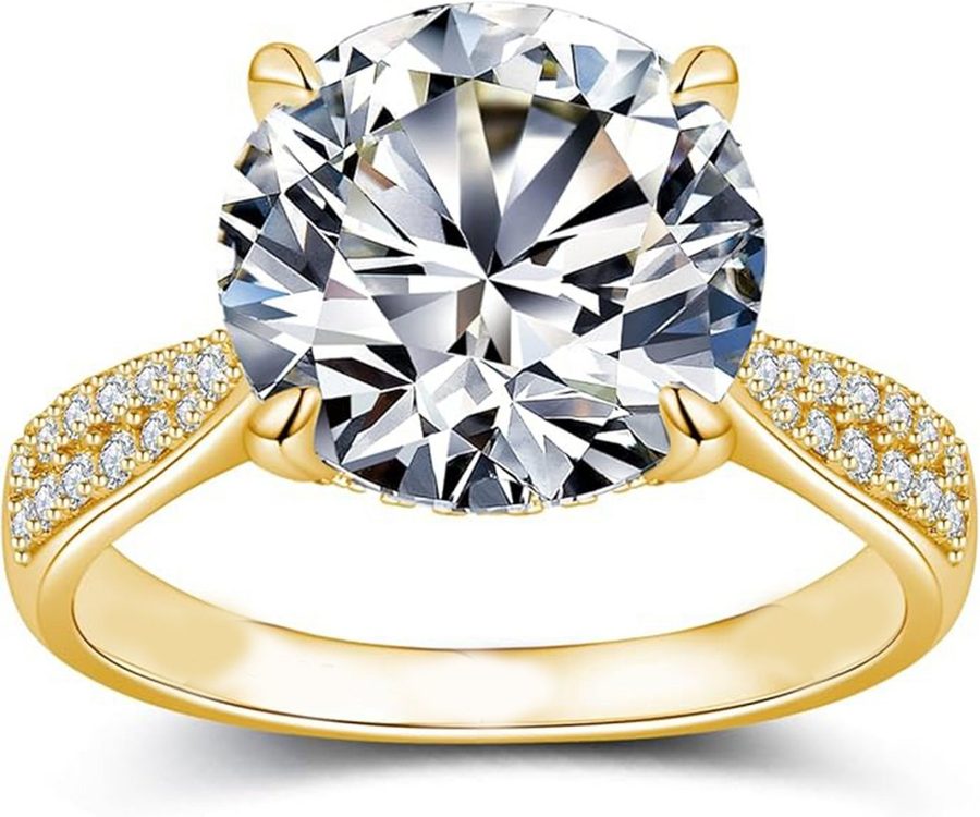 Jumpeak Diamantring 0,5ct~2ct E VS IGI,Labordiamant Ring,14K Gelbgold,Verlobungsring, Brillantschliff, Jubiläumsring, Hochzeitsgeschenk, Geburtstag