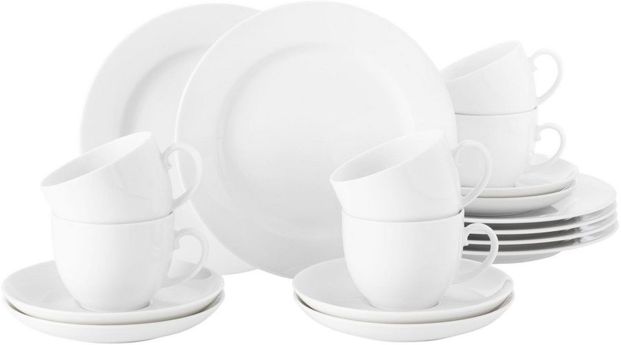 Seltmann Weiden Kaffeeservice Geschirr-Set, Service Rondo (18-tlg), 6 Personen, Porzellan, Tassen, Teller, Untertassen, 18 Teile, für 6 Personen Made in Germany von Seltmann Weiden