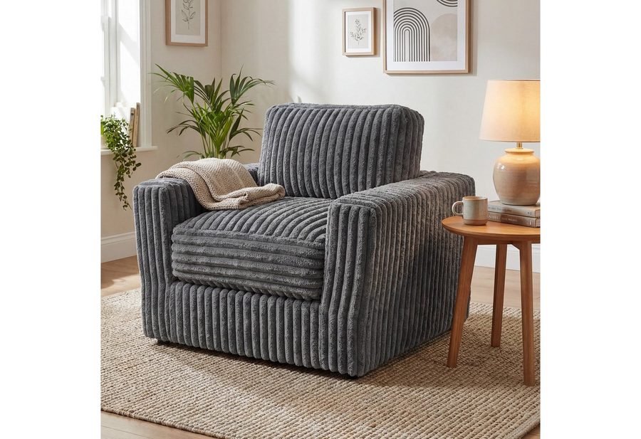 COSTWAY Relaxsessel Bodensessel Cord gepolstert, Sitzsack Sessel