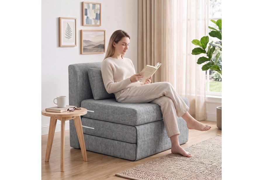 HOMCOM Bodenkissen Schlafsessel Klappbares Gästebett, Klappbar und multifunktional als Sofa & Bett verwendbar