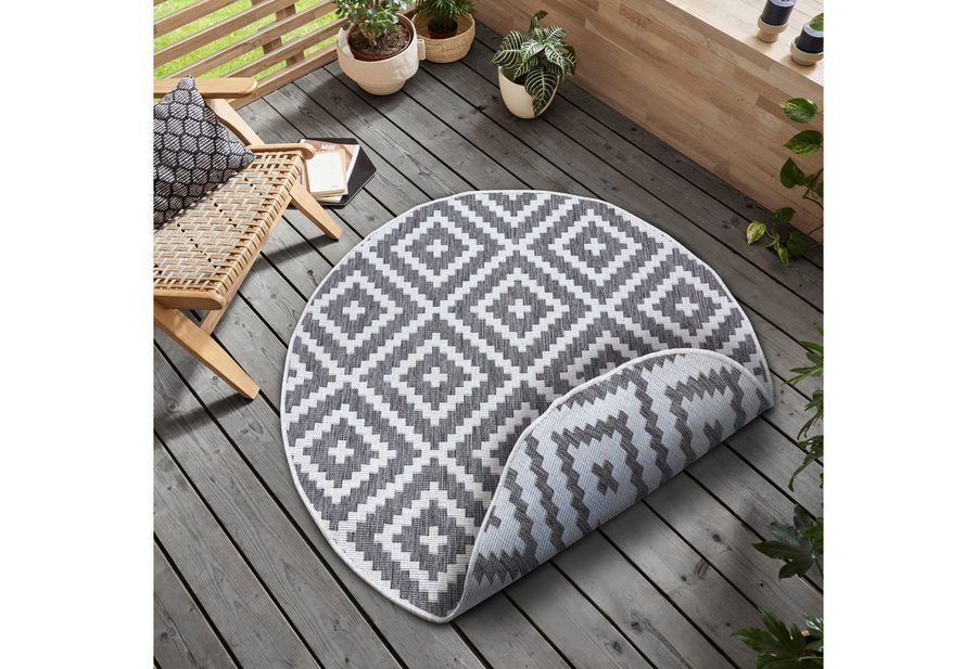OTTO home Teppich Ronda Wendeteppich, rund, Höhe: 5 mm, Sisal-Optik, Flachgewebe, In- und Outdoor, geometrisches Boho Design von OTTO home