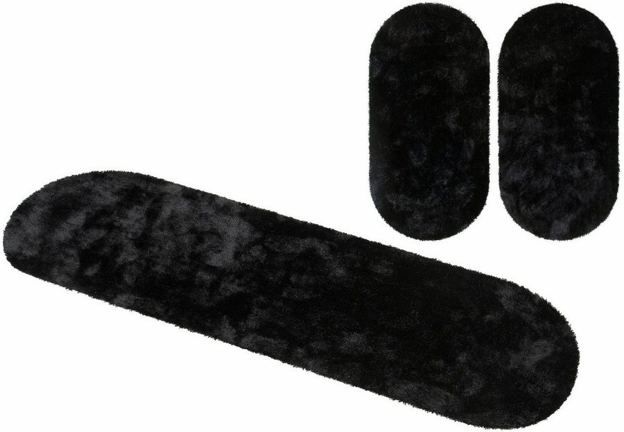 Bruno Banani Hochflor-Bettumrandung Dana Teppich, Kundenliebling, Höhe 30 mm, (3-tlg), unifarben, Mikrofaser, pflegeleicht, Bettvorleger, Schlafzimmer von Bruno Banani