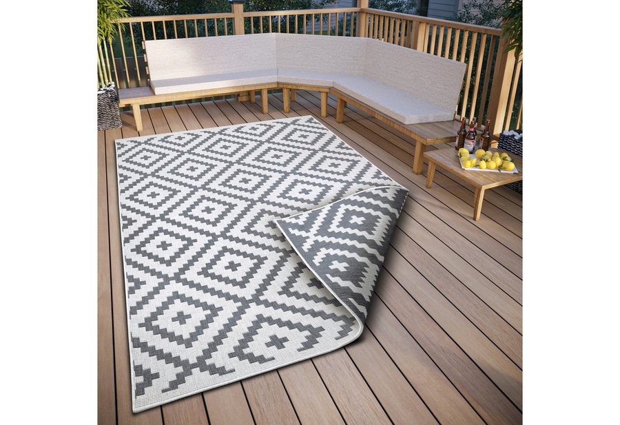OTTO home Teppich Ronda Wendeteppich, rechteckig, Höhe: 5 mm, Sisal-Optik, Flachgewebe, In- und Outdoor, geometrisches Boho Design von OTTO home