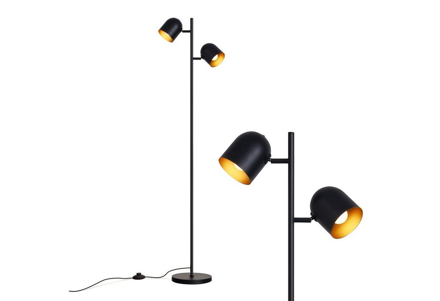Nettlife Stehlampe Wohnzimmer Schwarz Metall Industrielle Retro Leselampe 2 E14 Fassungen, 350° schwenkbar, ohne Leuchtmittel, Stehleuchte Leselampe Retro für Schlafzimmer Wohnzimmer von Nettlife